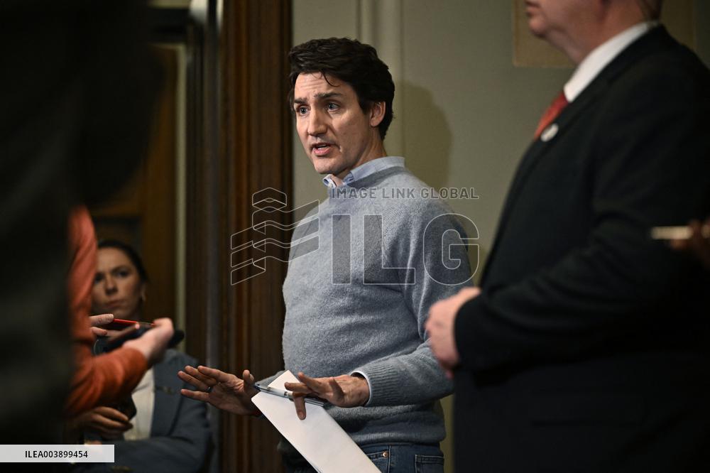 PM Trudeau Arrives at Meeting of The Liberal Caucus - Ottawa