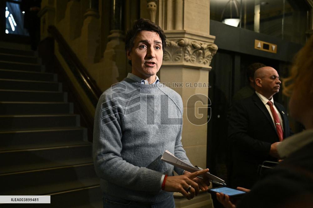 PM Trudeau Arrives at Meeting of The Liberal Caucus - Ottawa