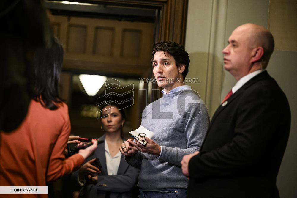 PM Trudeau Arrives at Meeting of The Liberal Caucus - Ottawa