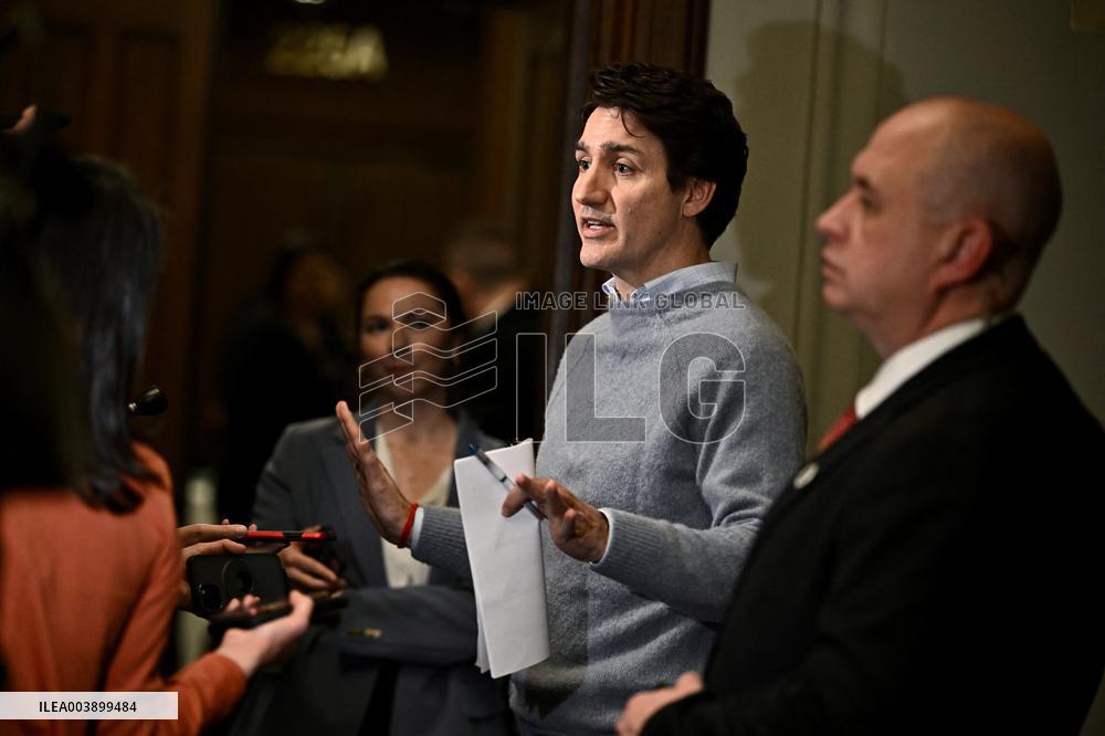 PM Trudeau Arrives at Meeting of The Liberal Caucus - Ottawa