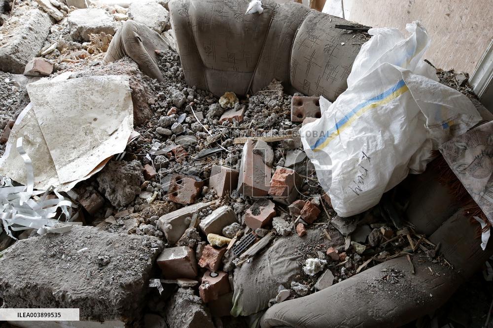 Aftermath of Russian shelling in Yasnohirka village in eastern Ukraine