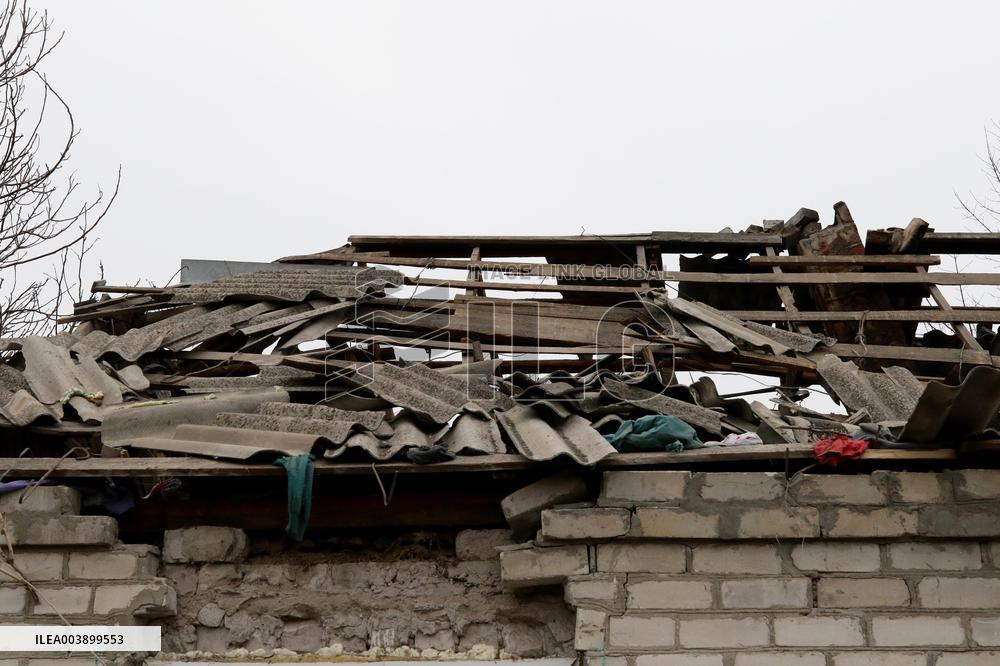 Aftermath of Russian shelling in Yasnohirka village in eastern Ukraine