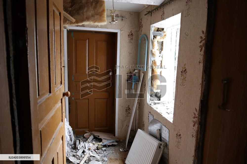 Aftermath of Russian shelling in Yasnohirka village in eastern Ukraine