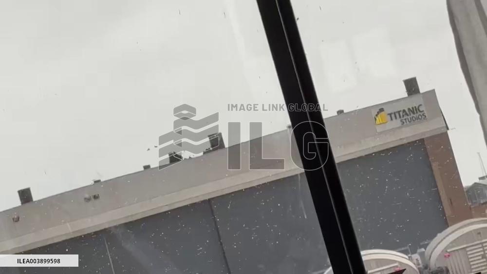 UK: Roof Debris Blown Off By Storm Eowyn’s Gusty Winds In Belfast