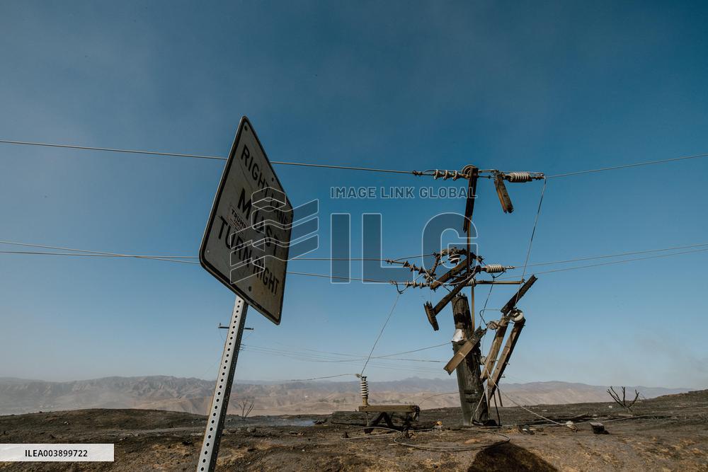 Smoke And Damages Caused By Hughes Fire - USA