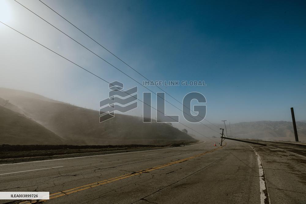 Smoke And Damages Caused By Hughes Fire - USA