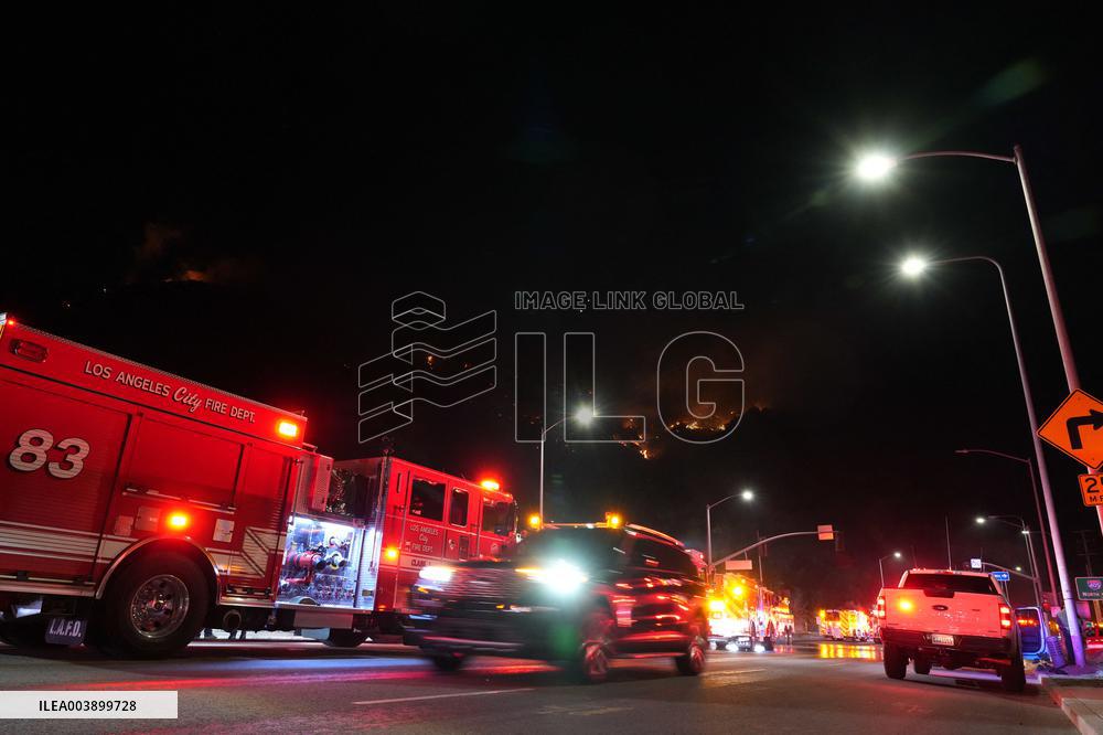 US Firefighters Fight Sepulveda Fire - LA