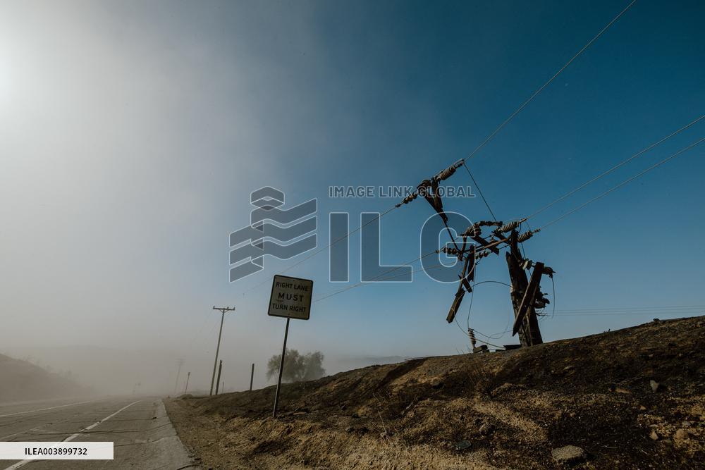 Smoke And Damages Caused By Hughes Fire - USA