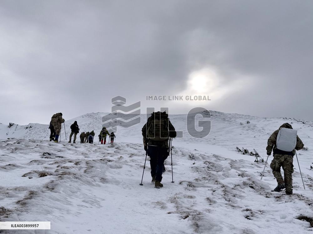 Representatives of NATO, EU member states and Ukraines military climb Mount Hoverla