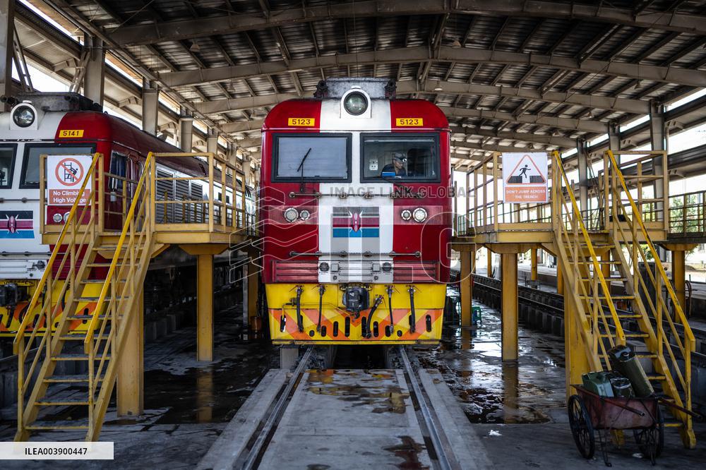 Maintenance Workers Fix Locomotive Parts - Nairobi