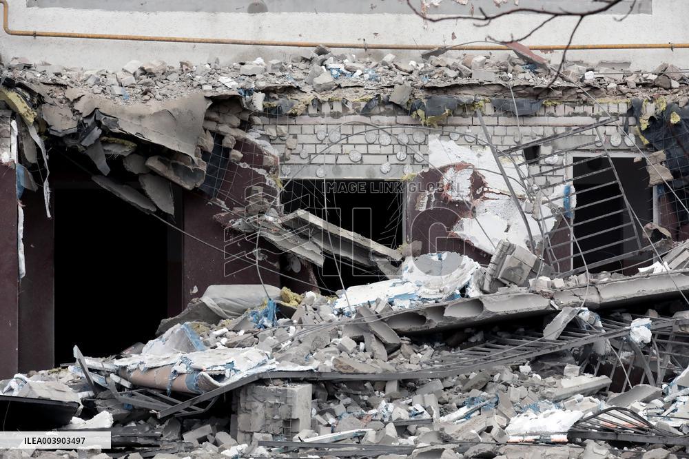 Aftermath of Russian drone attack in Kyiv region