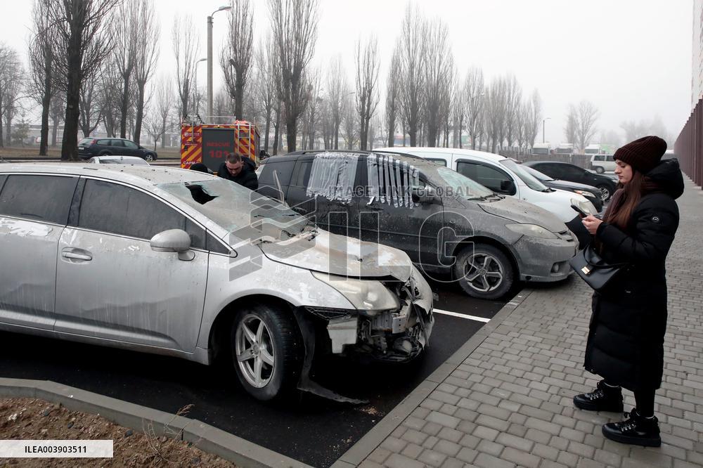 Aftermath of Russian drone attack in Kyiv region