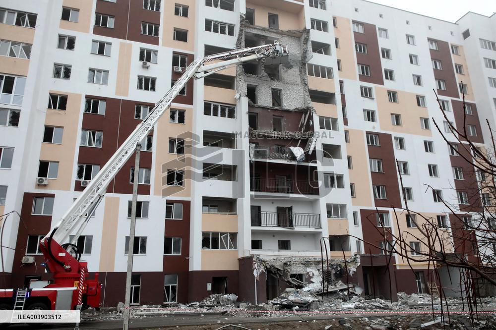 Aftermath of Russian drone attack in Kyiv region