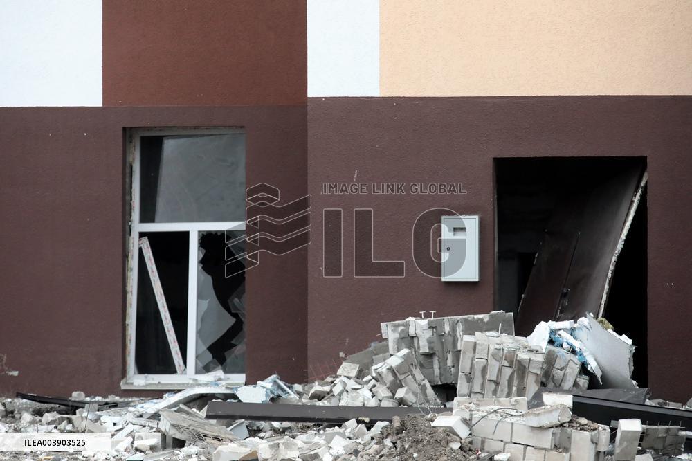 Aftermath of Russian drone attack in Kyiv region