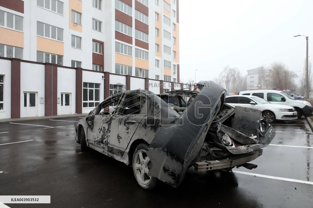 Aftermath of Russian drone attack in Kyiv region