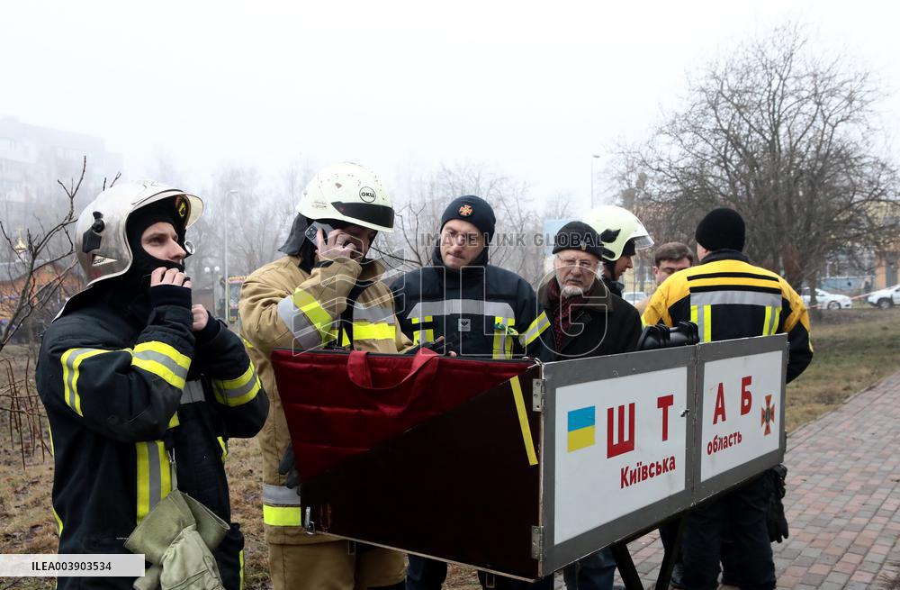 Aftermath of Russian drone attack in Kyiv region