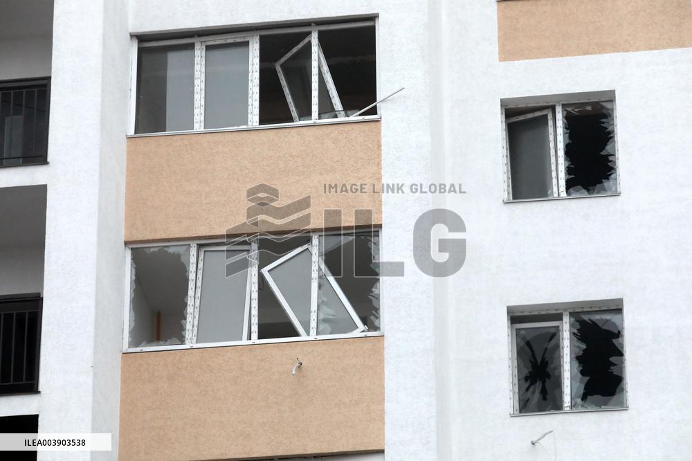 Aftermath of Russian drone attack in Kyiv region