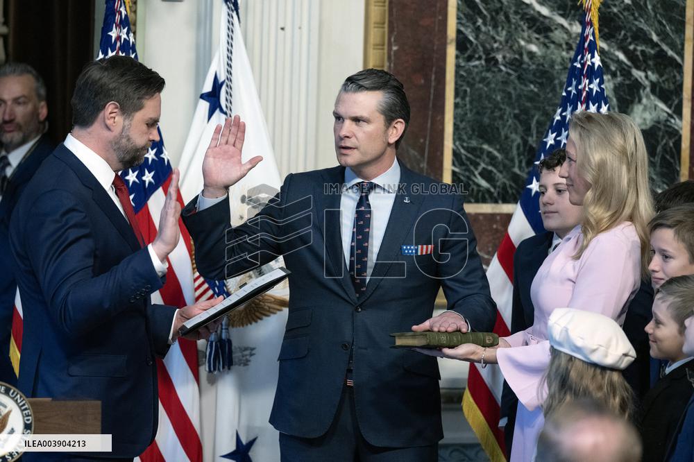 VP Vance Swears-In Pete Hegseth as US Secretary of Defense