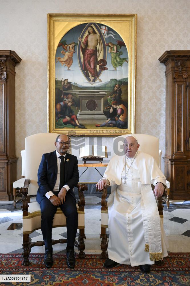 ITALY - POPE FRANCIS RECEIVES RECEIVES IN PRIVATE AUDIECE H.E.MR LESLIE VOLTAIRE AT THE VATICAN - 2025/01/25