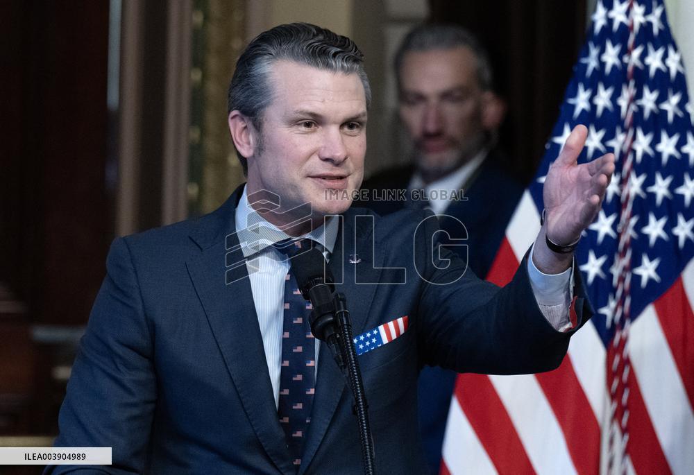 VP Vance Swears-In Pete Hegseth as US Secretary of Defense
