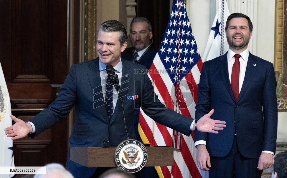 VP Vance Swears-In Pete Hegseth as US Secretary of Defense