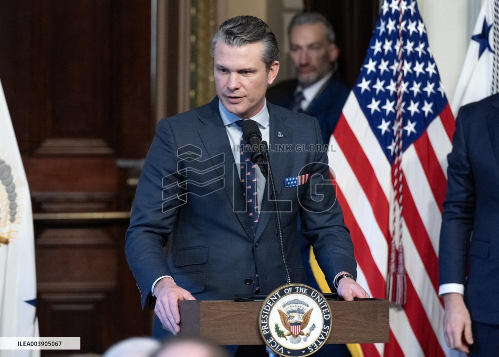 VP Vance Swears-In Pete Hegseth as US Secretary of Defense