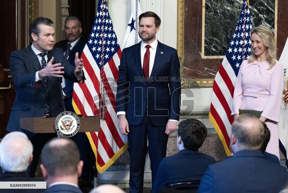 VP Vance Swears-In Pete Hegseth as US Secretary of Defense