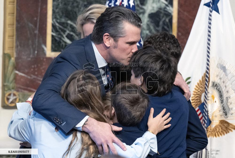 VP Vance Swears-In Pete Hegseth as US Secretary of Defense