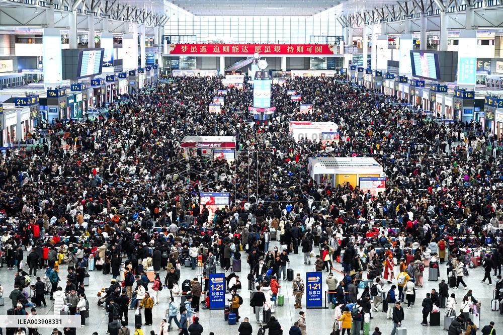 Railway Station Spring Festival Travel Rush in Shanghai