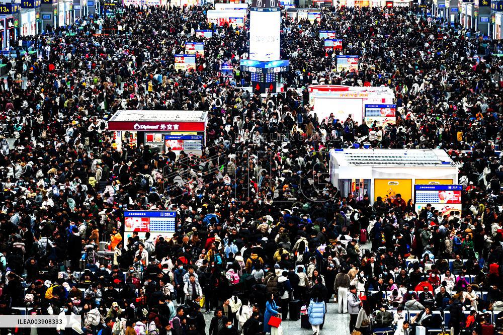 Railway Station Spring Festival Travel Rush in Shanghai