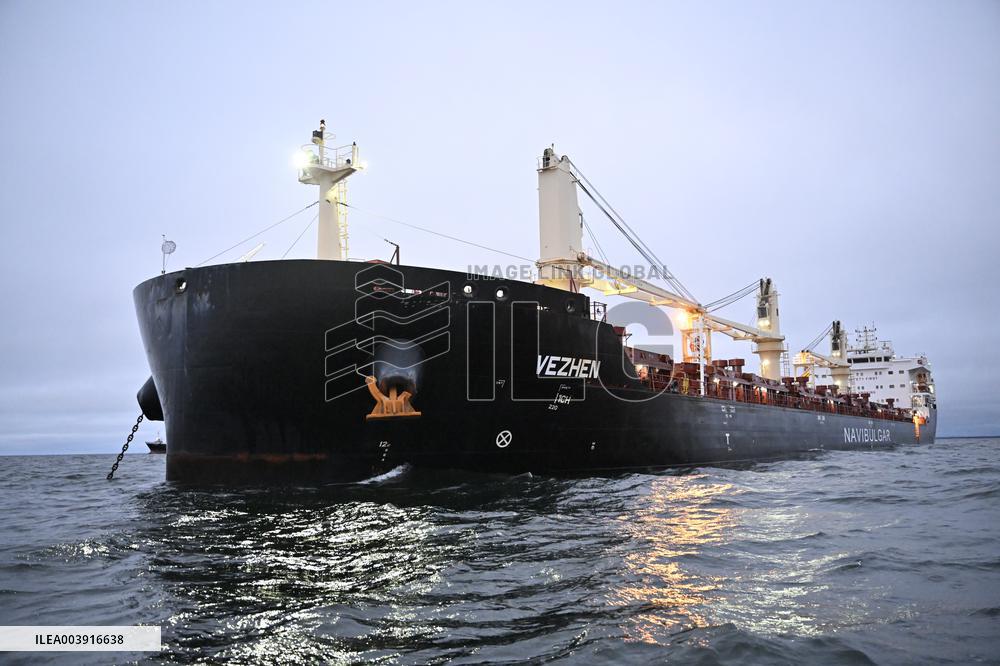 CARGO SHIP VEZHEN STOPPED OUTSIDE KARLSKRONA