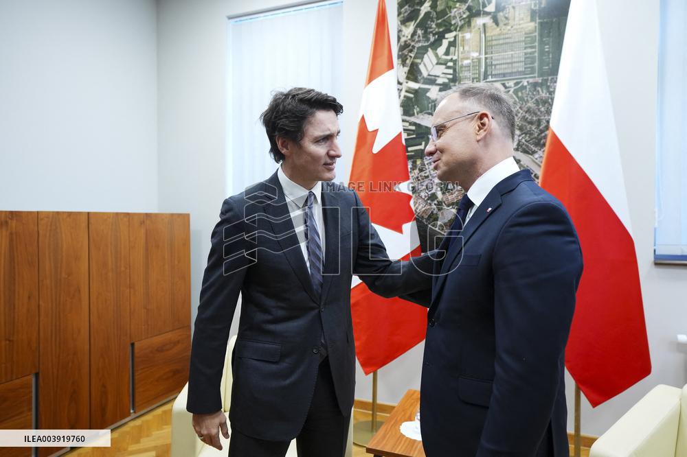 Justin Trudeau Meets with Polish President Andrzej Duda in Auschwitz