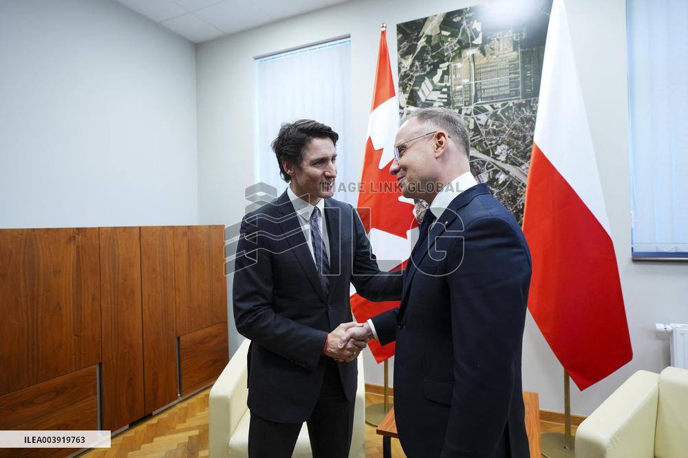 Justin Trudeau Meets with Polish President Andrzej Duda in Auschwitz