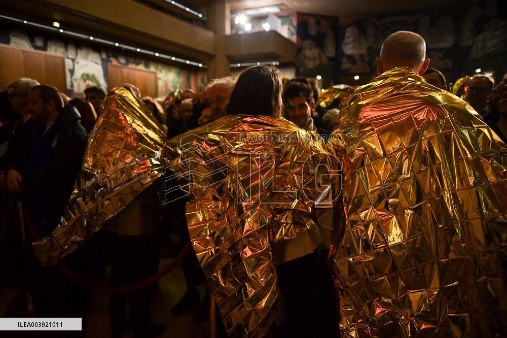 SYNAVI activists protest during Rachida Dati speech in Paris FA