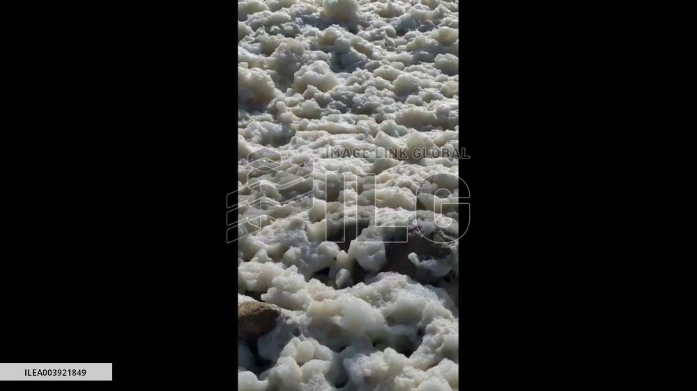 France: Strong Winds From Storm Herminia Whip Up Sea Foam Along Ushant Coastline