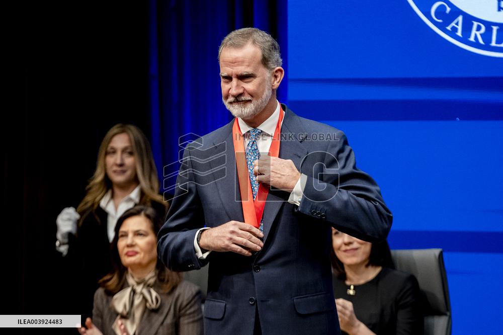 King Felipe VI Awarded With Honor Medal of Carlos III University - Madrid