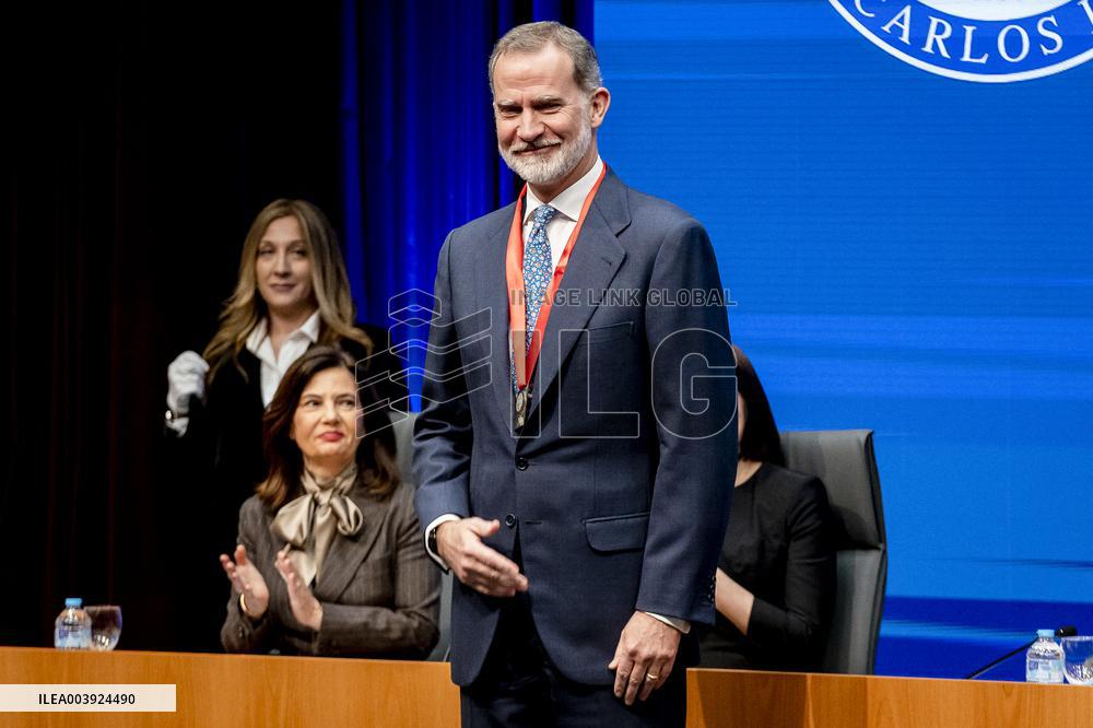 King Felipe VI Awarded With Honor Medal of Carlos III University - Madrid
