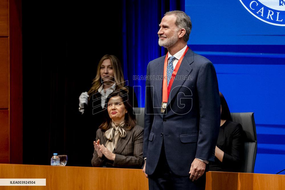King Felipe VI Awarded With Honor Medal of Carlos III University - Madrid