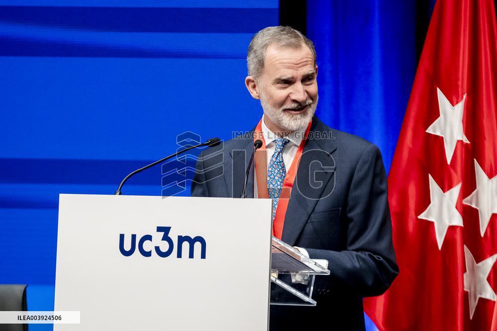 King Felipe VI Awarded With Honor Medal of Carlos III University - Madrid
