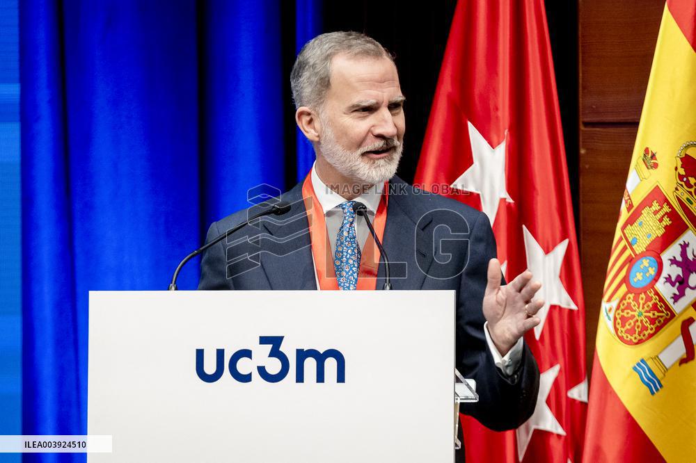 King Felipe VI Awarded With Honor Medal of Carlos III University - Madrid