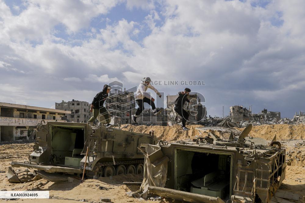 Young Palestinians Perform Between The Ruins - Gaza