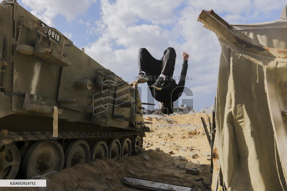 Young Palestinians Perform Between The Ruins - Gaza
