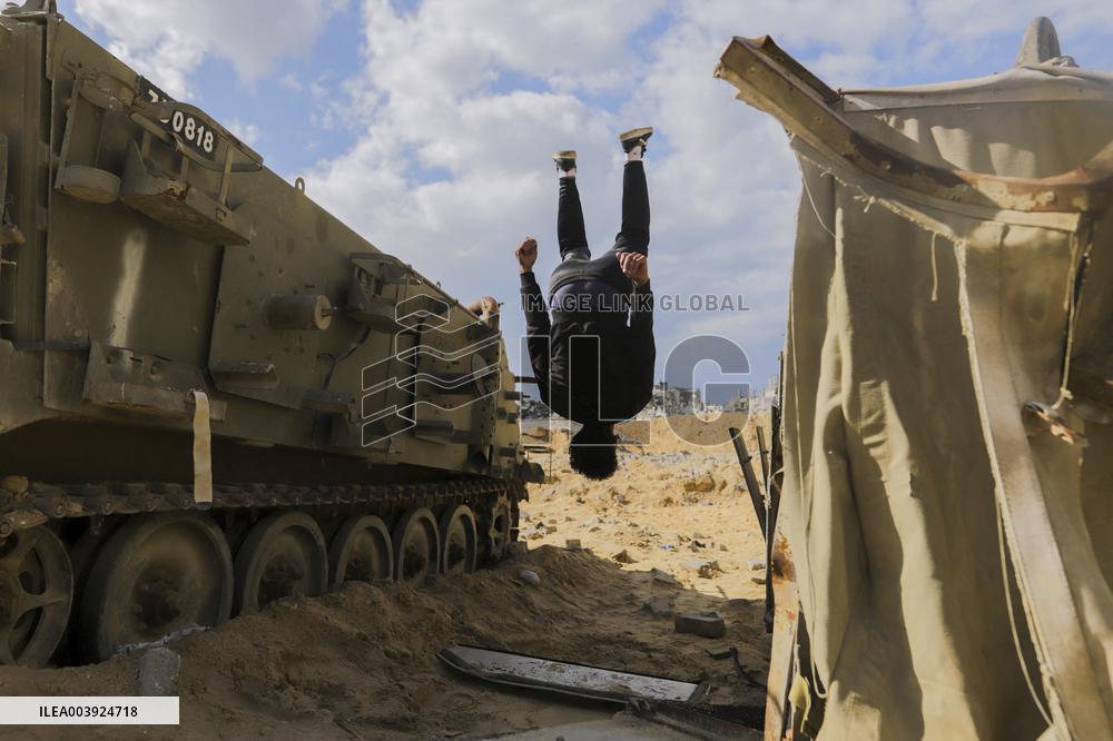 Young Palestinians Perform Between The Ruins - Gaza