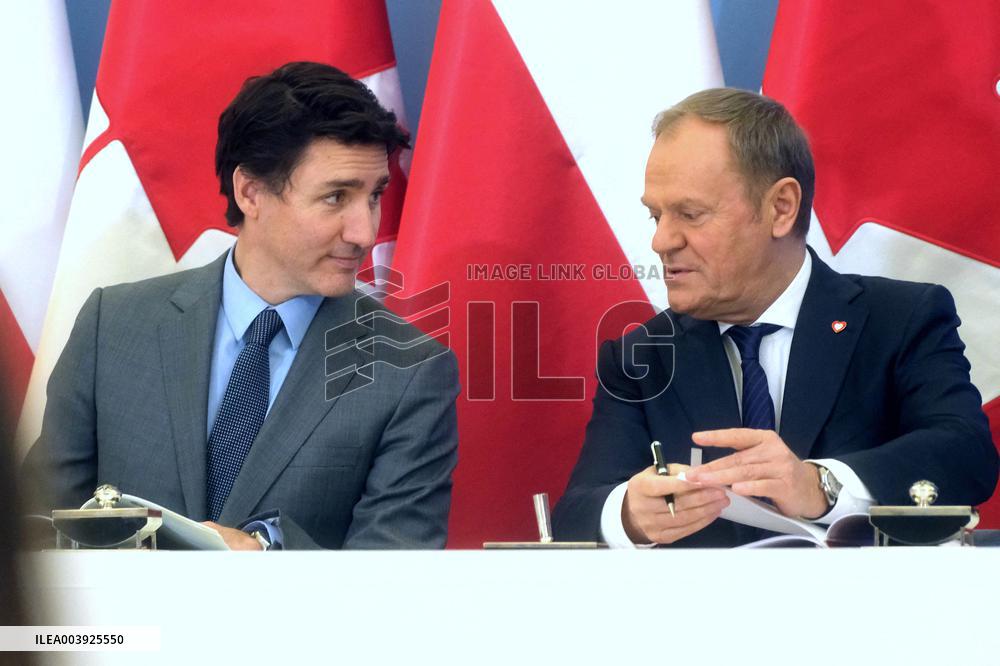 Justin Trudeau and Donald Tusk Meet - Warsaw