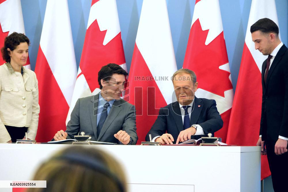 Justin Trudeau and Donald Tusk Meet - Warsaw