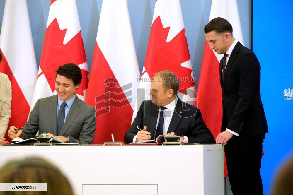 Justin Trudeau and Donald Tusk Meet - Warsaw