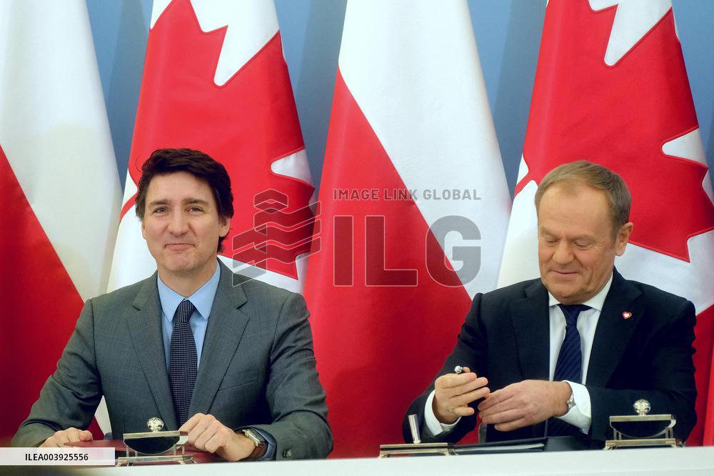 Justin Trudeau and Donald Tusk Meet - Warsaw