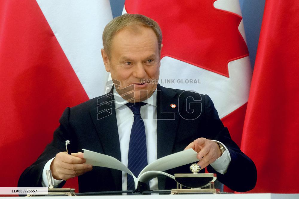 Justin Trudeau and Donald Tusk Meet - Warsaw