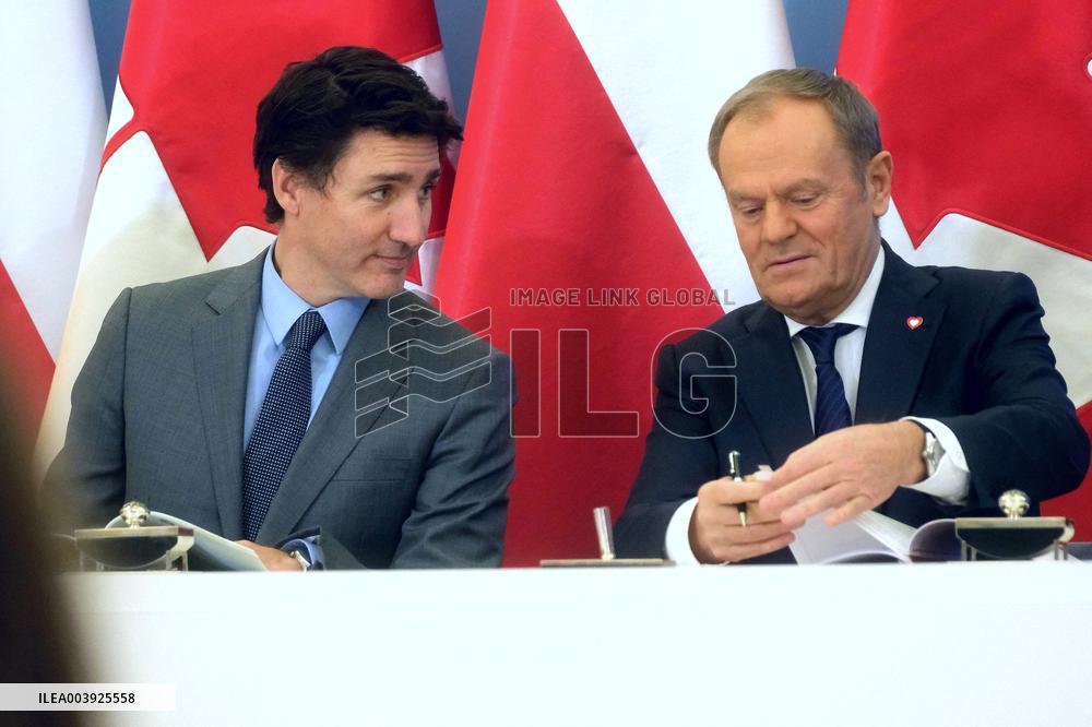 Justin Trudeau and Donald Tusk Meet - Warsaw