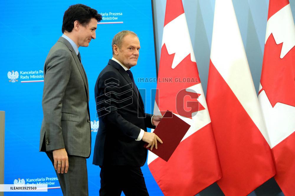 Justin Trudeau and Donald Tusk Meet - Warsaw